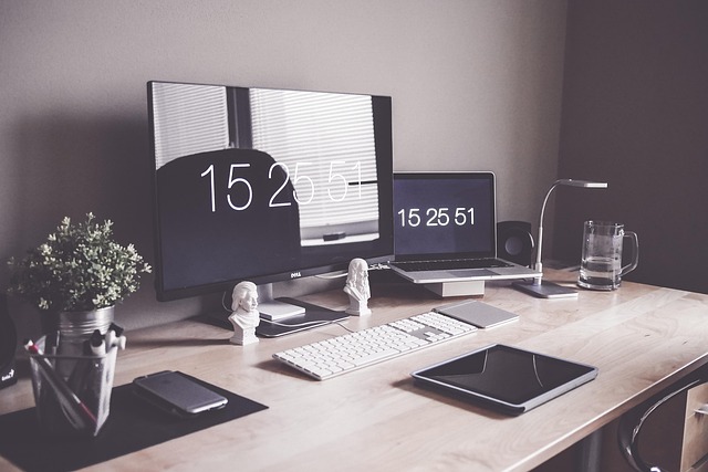 beginner learning at desk with wiring diagram and modern home devices